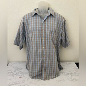 US Polo Assn Men's Button Shirt Blue Plaid Short Sleeve Size XL Collared